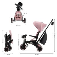 Tricicleta pentru copii Kinderkraft Jazz 2 Pink, pliabila, scaun rotativ, spatar reglabil, maner ajustabil - 7