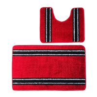 Set 2 covorase baie – cu membrana antiderapanta, 100% fibre sintetice, rosu, 50×40 cm, 50×80 cm, Sandy Ros - 4
