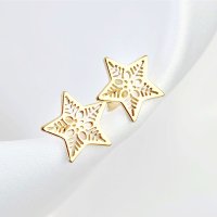 Cercei Stea cu Decupaje - Argint 925 si Aur Galben 18K - 1