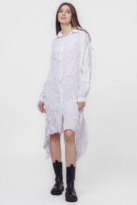 Rochie camasa creponata, in colturi, alba - 1