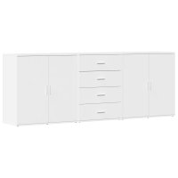 Set de 3 servante albe din lemn prelucrat, cu spatiu amplu de depozitare - 1