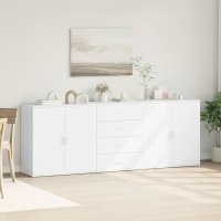 Set de 3 servante albe din lemn prelucrat, cu spatiu amplu de depozitare - 3