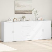 Set de 3 servante albe din lemn prelucrat, cu spatiu amplu de depozitare - 2