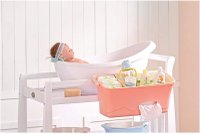 Cadita pentru bebelusi cu forma ergonomica,suprafata antiderapanta si protectie spate Little Mom Egg Blue - 3