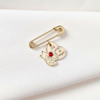 Brosa Ac de siguranta - Magie de Mamaruta – Argint 925 placat cu Aur Galben 18K - Cristal Swarovski - 1