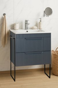 Baza front MDF cu Lavoar seria 033, cadru metalic, 60 cm, antracit - 1