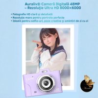 Camera Foto Digitala Auraliv® Roz 48MP Ultra HD, 2.5K UHD, Video 1080P,  Ecran IPS 2.8”,Baterie 750mAh,Card 32GB Inclus - 3
