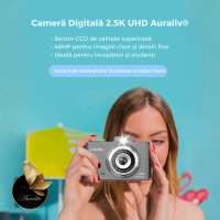 Camera Foto Digitala Auraliv® Roz 48MP Ultra HD, 2.5K UHD, Video 1080P,  Ecran IPS 2.8”,Baterie 750mAh,Card 32GB Inclus - 5