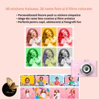 Camera Foto Digitala Auraliv® Roz 48MP Ultra HD, 2.5K UHD, Video 1080P,  Ecran IPS 2.8”,Baterie 750mAh,Card 32GB Inclus - 7