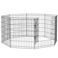 PawHut Padoc Portabil pentru Câini si Pisici, Structura Metalica, 8 Module, Dimensiuni 76x61 cm, Culoare Neagra - 1