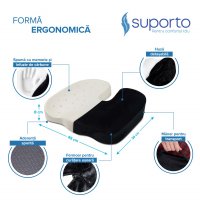 Perna ortopedica Suporto pentru sezut si coccis din spuma cu memorie perforata - 7