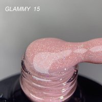 Everin Soo Glammy 15 Rubber Base - Baza Roz Pudrat cu Sclipici Holografic, Fara HEMA si TPO, 12ml - 1