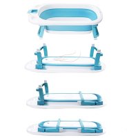 Cadita Little Mom Lemon Bathtub Blue pliabila, cu margini rotunjite, dop evacuare, senzor temperatura - 2