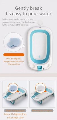 Cadita Little Mom Lemon Bathtub Blue pliabila, cu margini rotunjite, dop evacuare, senzor temperatura - 7