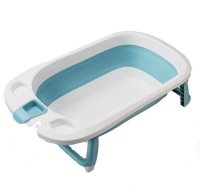 Cadita Little Mom Lemon Bathtub Blue pliabila, cu margini rotunjite, dop evacuare, senzor temperatura - 8