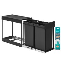 Cos de gunoi culisant Songmics Negru 48.6x25.6x44.0 cm - 2