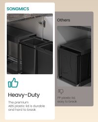 Cos de gunoi culisant Songmics Negru 48.6x25.6x44.0 cm - 6