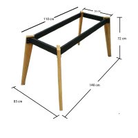 Cadru masa, pentru dining si bucatarie, din metal si lemn 110 cm - 1