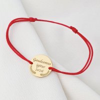 Bratara Graduation Gaudeamus Igitur cu Banut de 15 mm si Snur Reglabil din Argint Placat cu Aur Galben 18K - 1