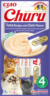 Churu Inaba Snack Cremos pentru Pisici cu Ton si Aroma de Vongole, 14 g x 4 buc - 1