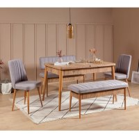 Set VINA cu masa extensibila si 4 scaune, 5 piese, pin atlantic si soho, 130x80x77 cm - 1
