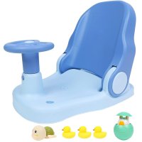 Scaun de baie Little Mom Driver Blue cu volan si spatar ajustabil in 3 pozitii, fixare cu ventuze - 1
