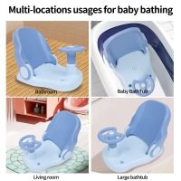 Scaun de baie Little Mom Driver Blue cu volan si spatar ajustabil in 3 pozitii, fixare cu ventuze - 4