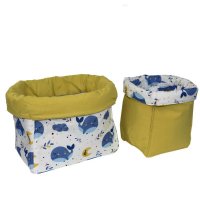 Set 2 cosuri de depozitare Bebe Stars din bumbac Whale - 1