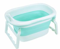 Cadita Little Mom Bimbi Green cu scaunel inclus, pliabila, margini rotunjite, dop evacuare apa, fara bpa, picoare antiderapante, dimeniune 88x56x43 cm - 2