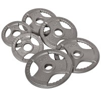 HOMCOM Set de 6 discuri pentru haltere, 35 kg, otel emailat, orificiu de 5,4 cm, argintiu - 1