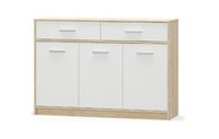 Comoda TIPS, 3 usi, 2 sertare, stejar sonoma + alb, 123,2x34,3x85,5 cm - 1