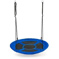 Leagan pentru copii rotund tip cuib de barza suspendat 100 cm Ecotoys MIR6001 albastru - 1