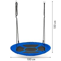 Leagan pentru copii rotund tip cuib de barza suspendat 100 cm Ecotoys MIR6001 albastru - 4