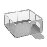 Tarc de joaca pentru copii Tulano Cozy 20 Grey, 130x130x65cm, interior/exterior, cadru metalic, usa cu fermoar, husa din plasa respirabila - 12