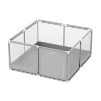 Tarc de joaca pentru copii Tulano Cozy 20 Grey, 130x130x65cm, interior/exterior, cadru metalic, usa cu fermoar, husa din plasa respirabila - 2