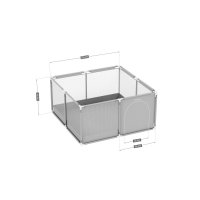Tarc de joaca pentru copii Tulano Cozy 20 Grey, 130x130x65cm, interior/exterior, cadru metalic, usa cu fermoar, husa din plasa respirabila - 3