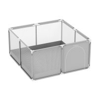 Tarc de joaca pentru copii Tulano Cozy 20 Grey, 130x130x65cm, interior/exterior, cadru metalic, usa cu fermoar, husa din plasa respirabila - 6