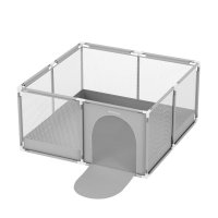 Tarc de joaca pentru copii Tulano Cozy 20 Grey, 130x130x65cm, interior/exterior, cadru metalic, usa cu fermoar, husa din plasa respirabila - 11