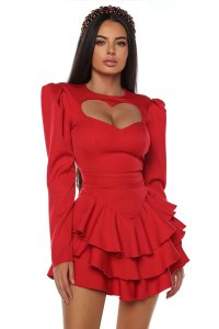 Rochie Eleganta cu Decolteu in Forma de Inima si Volane - 1