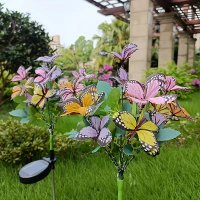Lampa Solara cu Fluturi Multicolori pentru Gradina sau Terasa, IP65, cu Senzor de Lumina, 65cm Inaltime - 3