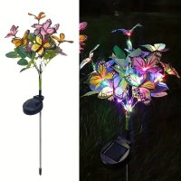 Lampa Solara cu Fluturi Multicolori pentru Gradina sau Terasa, IP65, cu Senzor de Lumina, 65cm Inaltime - 4