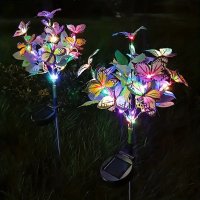 Lampa Solara cu Fluturi Multicolori pentru Gradina sau Terasa, IP65, cu Senzor de Lumina, 65cm Inaltime - 6