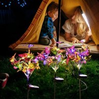 Lampa Solara cu Fluturi Multicolori pentru Gradina sau Terasa, IP65, cu Senzor de Lumina, 65cm Inaltime - 11