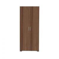 Dulap CORINNE, 2 usi, 1 raft, bara de haine, nuc, cant vanilie, 80x50x188 cm - 1