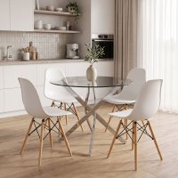 Set dining Julita Antoro, 5 piese, Transparent, 80x80x75 cm - 1