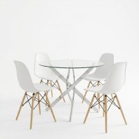 Set dining Julita Antoro, 5 piese, Transparent, 80x80x75 cm - 2