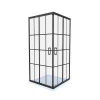 Cabina de dus patrata Celesta Titan cu sticla model Windows, 90 x 90 x 190 cm, profil negru - 1