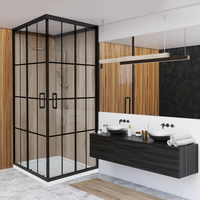 Cabina de dus patrata Celesta Titan cu sticla model Windows, 90 x 90 x 190 cm, profil negru - 2