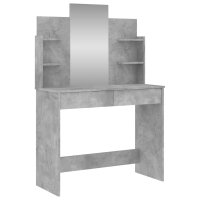 Masa de toaleta gri beton cu oglinda, dimensiuni 96x39x142 cm - 1