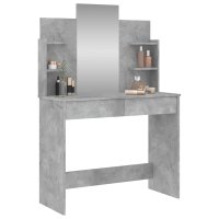 Masa de toaleta gri beton cu oglinda, dimensiuni 96x39x142 cm - 3